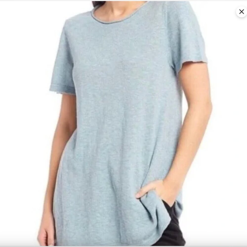 Eileen Fisher Organic Cotton Linen Slub Crew Neck Tunic Light Blue XS
